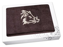 Dárkové balení ručníku pro myslivce Kanec hlava hnědá