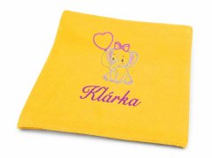 Dětská deka se jménem NA PŘÁNÍ 75x100 Slůně žlutá