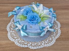 Textilní dort z osušky Rujana světle modrá