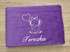 Dětská deka se jménem NA PŘÁNÍ 75x100 Slůně fialová