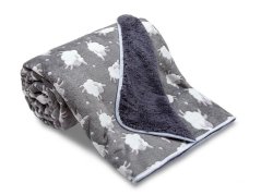 Dětská beránková deka 150x200 Ovečky tmavě šedá/antracit