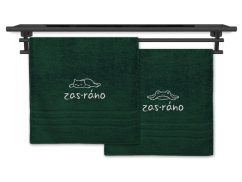 Set osušek Zas ráno kočka a žabák tmavě zelená