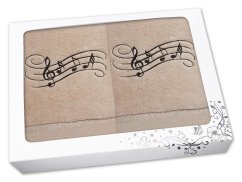 Luxusní dárková sada ručník + osuška béžová Noty