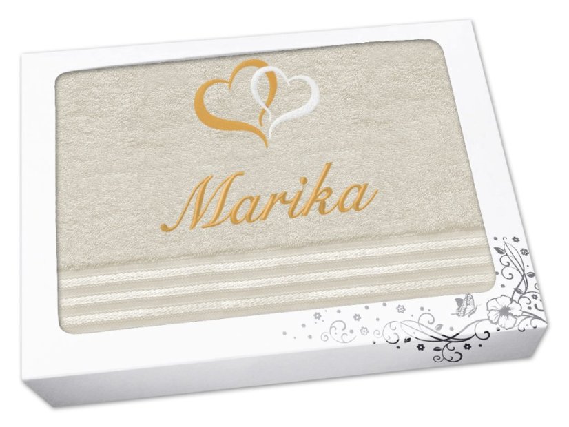 Dárkové balení osušky se jménem linie vanilka Srdíčka