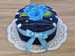 Textilní dort z osušky Sofie modrá