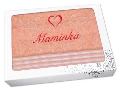 Dárkové balení ručníku MAMINKA se srdíčkem linie lososová