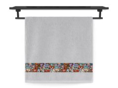 Froté osuška 70x140 NORA TISK 450g Domečky den jemná ocel