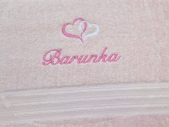 Dárková sada ručníku a osušky se jménem linie světle růžová Srdíčka