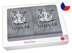 Vánoční dárková sada ručník + osuška Znamení Vodnář šedá/šedá