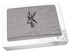 Dárkové balení ručníku pro myslivce Hlava jelena šedá