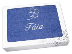 Dárkové balení osušky TÁTA se čtyřlístkem ratanika modrá