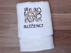 Luxusní dárkové balení ručníku Znamení Blíženci bílá/hnědá