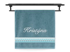Ručník se jménem NA PŘÁNÍ 50x100 Norský vzor petrolej