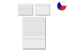 Luxusní povlečení bavlněný satén 70x90, 140x200 GEON Mozaika v geometrii bílá káva