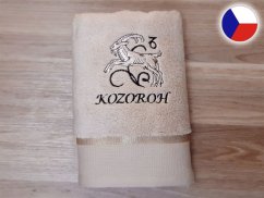 Luxusní dárkové balení ručníku Znamení Kozoroh béžová/hnědá