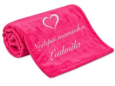 Deka Nejlepší maminka se srdíčkem a jménem 150x200 tmavě růžová