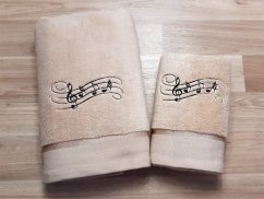 Luxusní ručník s notami 450g béžový