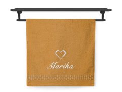 Dárkové balení osušky se jménem ratanika hořčicová Srdce