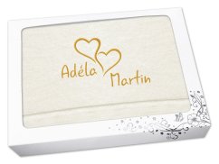 Dárková osuška Propojená srdce se jmény smetanová