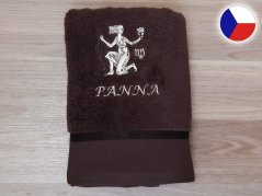 Luxusní dárkové balení ručníku Znamení Panna tmavě hnědá/hnědá