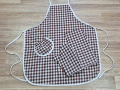 Dárkové balení Kanafas kostka hnědá zástěra + chňapka + utěrka