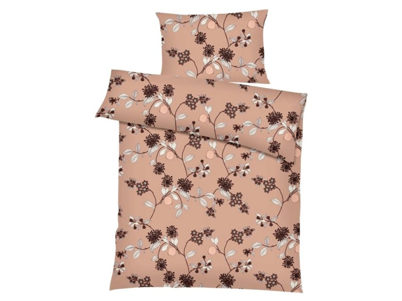 Krepové povlečení KOMFORT Klaudie světle hnědá 70x90, 140x200