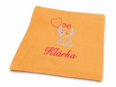 Dětská deka se jménem NA PŘÁNÍ 75x100 Slůně losos