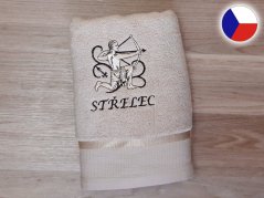 Luxusní dárková sada ručník + osuška Znamení Střelec béžová/hnědá