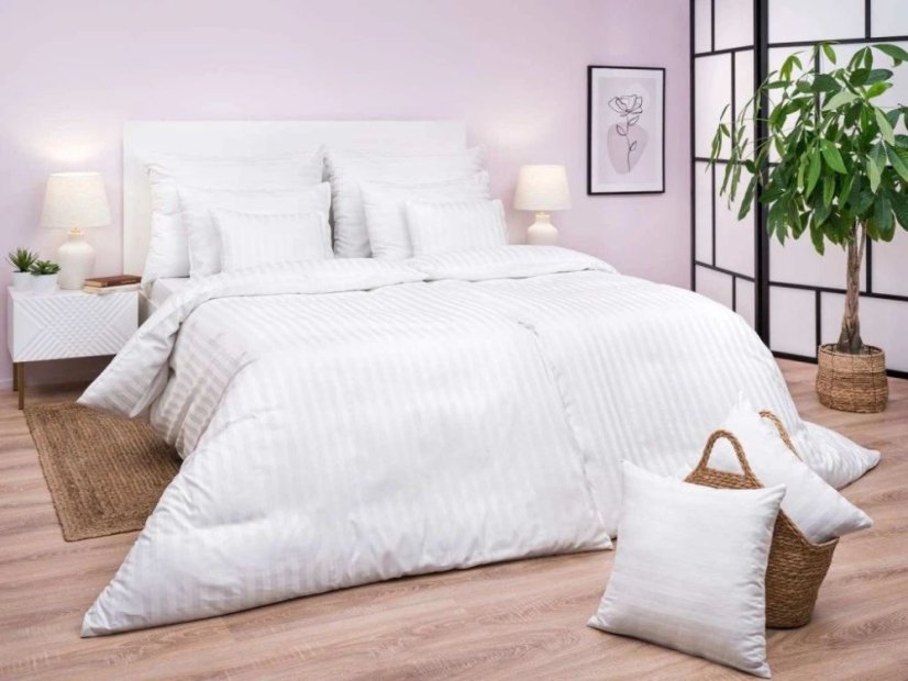 Hotelové povlečení Atlas grádl bílý proužek 2 cm 2x 70x90, 240x200