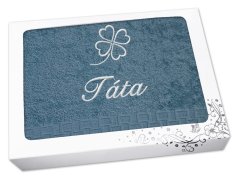 Dárkové balení osušky TÁTA se čtyřlístkem ratanika petrolej