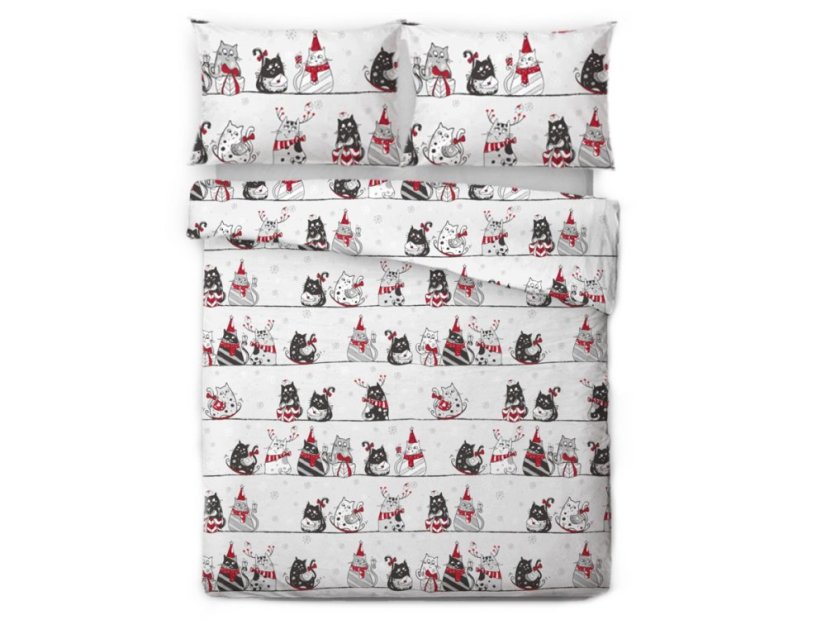 Povlečení mikroflanel 140x200, 70x90 Kočky na střeše