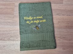 Ručník pro včelaře khaki 450g Včelky a med, to je můj svět