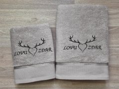 Dárkové balení osušky pro myslivce Paroží + Lovu zdar šedá