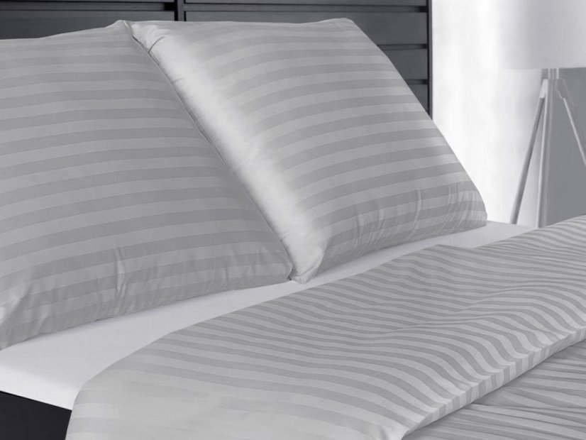 Damaškový povlak na polštář 40x40 Atlas grádl proužek šedý 2 cm