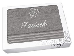 Dárkové balení ručníku TATÍNEK se čtyřlístkem linie tmavě šedá