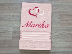 Ručník se jménem linie světle růžová 50x100 Srdíčka