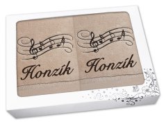 Luxusní sada ručník + osuška se jménem NA PŘÁNÍ Noty béžové