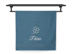 Ručník TÁTA se čtyřlístkem 50x100 ratanika petrolej