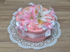 Textilní dort z osušky Rujana světle růžová