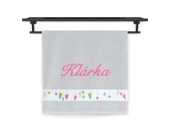 Ručník se jménem NA PŘÁNÍ 50x100 Barevná srdíčka stříbrná