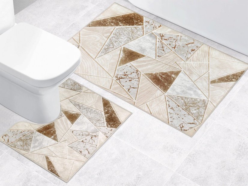 Koupelnová sada předložek 3D Mramorová dlažba béžová
