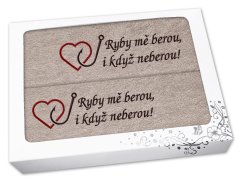 Dárková sada ručník + osuška pro rybáře Ryby mě berou... béžová