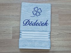 Ručník DĚDEČEK se čtyřlístkem 50x100 linie světle modrá