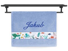 Dětský ručník se jménem NA PŘÁNÍ 30x50 Mořský svět světle modrý