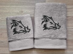 Luxusní osuška pro myslivce Kanec hlava šedá