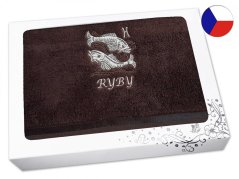 Luxusní dárkové balení osušky Znamení Ryby tmavě hnědá/hnědá