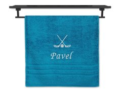 Osuška se jménem NA PŘÁNÍ azur 70x140 Florbal