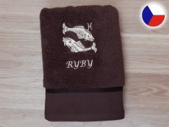 Vánoční dárkové balení ručníku Znamení Ryby tmavě hnědá/hnědá