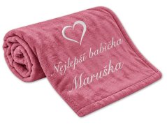Deka Nejlepší babička se srdíčkem a jménem 150x200 starorůžová