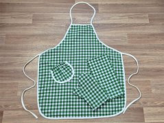 Dárkové balení Kanafas kostka zelená zástěra + chňapka + utěrka